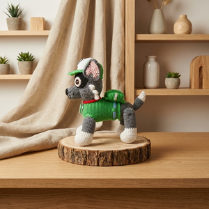 Paw Patrol-Rocky figură croșetată - jucării și echipamente pentru copii - plușuri - personaje de basm din pluș - Artynos.ro