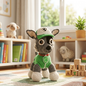 Paw Patrol-Rocky figura crosetata, Jucarii si echipamente pentru copii, Plusuri, Personaje de basm din plus, Crosetat, ARTYNOS