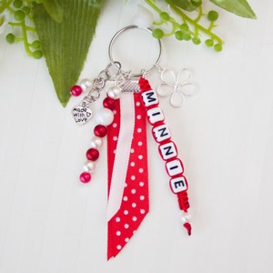 Breloc, ornament pentru geanta - Minnie rosu/alb - Artynos.ro