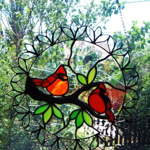 Cardinal finches tiffany fereastra decor, , , ARTYNOS