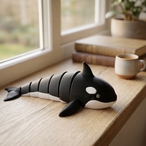 Figurina mobila reprezentand o balena ucigasa � imprimata 3D - Artynos.ro