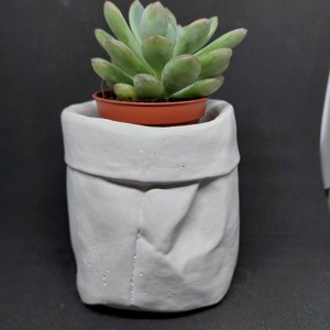 Beton gri colorat sac incretit in forma de ghiveci de beton plantator plantator, , , ARTYNOS