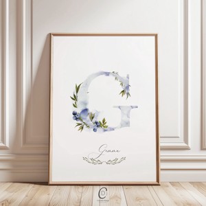 litera G, monograma, imagine onomastica, decorare, acuarela arta de perete, personalizata, , , ARTYNOS