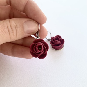 Cercei Bordeaux Roses - bijuterii - cercei - cercei candelabru - Artynos.ro