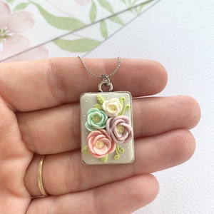 Colier Pastel Roses, Bijuterii, Coliere, Coliere cu pandantive, , ARTYNOS