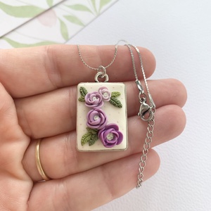 Colier Purple Roses, Bijuterii, Coliere, Coliere cu pandantive, , ARTYNOS