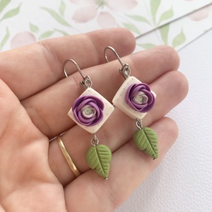 Cercei Purple Roses - bijuterii - cercei - cercei candelabru - Artynos.ro