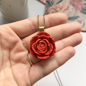 Colier Red Flower - bijuterii - coliere - pandative - Artynos.ro