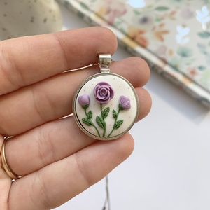 Colier Purple Flowers - bijuterii - coliere - pandative - Artynos.ro