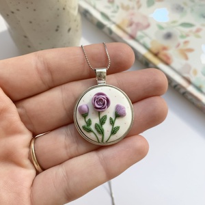 Colier Purple Flowers - bijuterii - coliere - pandative - Artynos.ro