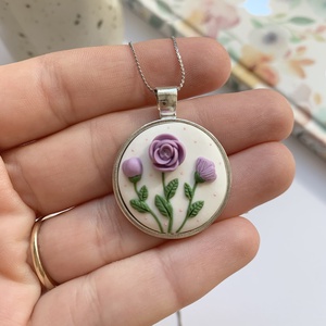 Colier Purple Flowers - bijuterii - coliere - pandative - Artynos.ro