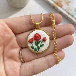 Colier Red Flowers - bijuterii - coliere - pandative - Artynos.ro