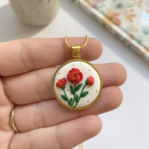 Colier Red Flowers - bijuterii - coliere - pandative - Artynos.ro