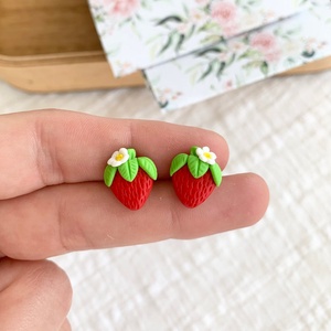 Cercei capsuni, Bijuterii, Cercei, Cercei cu figurine, Plastilina, ARTYNOS