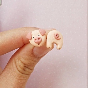 Cercei Piggy, Bijuterii, Cercei, Cercei cu figurine, Plastilina, ARTYNOS