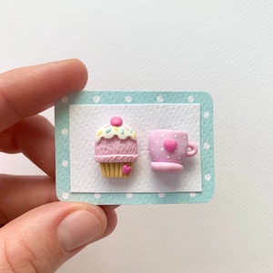 Cercei Cupcake Coffee, Bijuterii, Cercei, Cercei cu figurine, Plastilina, ARTYNOS
