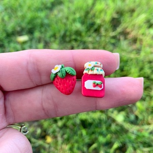 Cercei Dulceata de capsuni, Bijuterii, Cercei, Cercei cu figurine, Plastilina, ARTYNOS