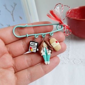 Brosa pe ac Doctor / Asistenta, Bijuterii, Martisor, , ARTYNOS