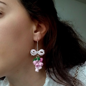 Cercei Pink Lilac - bijuterii - cercei - cercei cu figurine - Artynos.ro