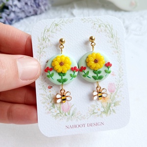 Cercei Sunflower - bijuterii - cercei - cercei cu figurine - Artynos.ro