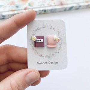 Cercei Coffee and Book, Bijuterii, Cercei, Clipsuri, , Cercei modelati manual din lut polimeric
Lungime aproximativa: 1 cm
Cerceii au platouri din otel in..., ARTYNOS