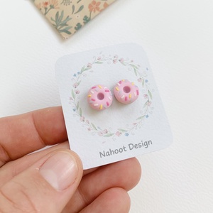 Cercei gogosele roz - bijuterii - cercei - clipsuri - Artynos.ro