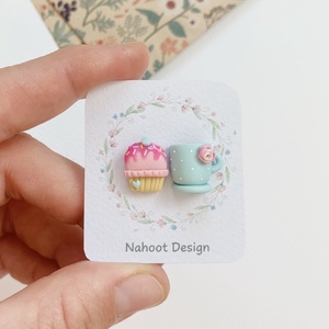 Cercei cupcake and tea - bijuterii - cercei - clipsuri - Artynos.ro