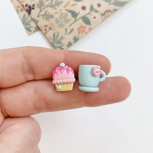 Cercei cupcake and tea - bijuterii - cercei - clipsuri - Artynos.ro