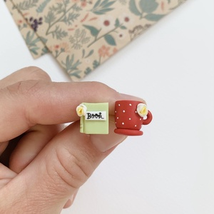 Cercei Book and tea, Bijuterii, Cercei, Clipsuri, , ARTYNOS