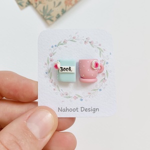 Cercei Book and tea - bijuterii - cercei - clipsuri - Artynos.ro