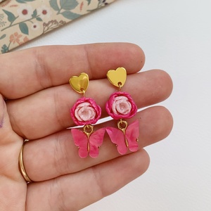 Cercei Fluturasi fucsia, Bijuterii, Cercei, Clipsuri, , ARTYNOS