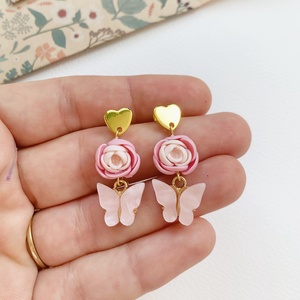 Cercei Fluturasi roz, Bijuterii, Cercei, Clipsuri, , ARTYNOS