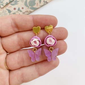 Cercei Fluturasi lila - bijuterii - cercei - clipsuri - Artynos.ro