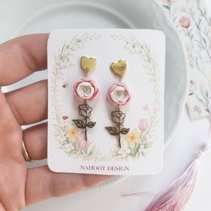 Cercei roses - bijuterii - cercei - cercei cu figurine - Artynos.ro