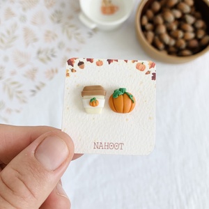 Cercei Pumpkin spice latte - bijuterii - cercei - cercei cu figurine - Artynos.ro