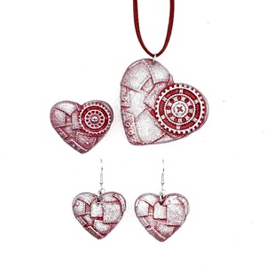 Metal Heart - set de bijuterii rășină - Artynos.ro