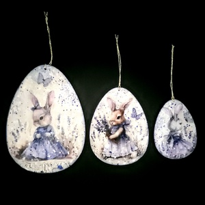 Iepurași și Iepurițe - Set de 3 ouă cu 2 fețe - casă & stil de viață - accesorii pentru decorat casa - decorațiuni de masă și decorațiuni pentru rafturi  - decorațiuni de masă - Artynos.ro