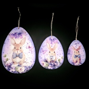 Iepurași și Iepurițe - Set de 3 ouă cu 2 fețe - casă & stil de viață - accesorii pentru decorat casa - decorațiuni de masă și decorațiuni pentru rafturi  - decorațiuni de masă - Artynos.ro