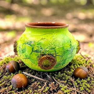 Toxique - Lumanare parfumata fara fitil, Casa & Stil de viata, Lumanari, parfumuri, arome, Ceara parfumata, , Un vas ceramic unicat, decorat manual cu tehnica mixed media, plin de culoare, texturi si cu un efe..., ARTYNOS