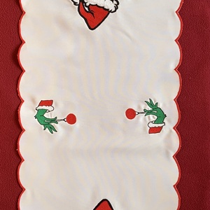 Fata de masa de Craciun cu model Grinch, Accesorii de Craciun, Decoratiuni de Craciun de casa, Aranjarea mesei festive, Broderie, ARTYNOS