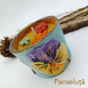 Lumanare din ceara naturala de albine, in suport ceramic pictat - diverse motive - casă & stil de viață - lumânări, parfumuri, arome - lumânare - lumânări artizanale - Artynos.ro