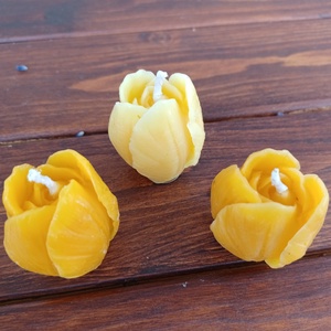 Lumanari lalele din ceara de albine, set 3 bucati - casă & stil de viață - lumânări, parfumuri, arome - lumânare - lumânări artizanale - Artynos.ro