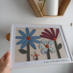 Tablou flori textile handmade - Artynos.ro