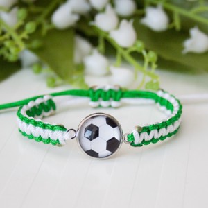 Bratara macramé impletita pentru copii - fotbal verde si alb Fradi, , , ARTYNOS