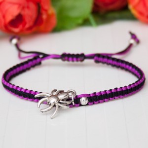 Bratara macramé impletita - Pók negru/violet, , , ARTYNOS