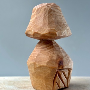 Ciupercă-căsuță din stejar  miniatură sculptată manual, decor de poveste, , Prelucrarea lemnului, Sculptură, ARTYNOS