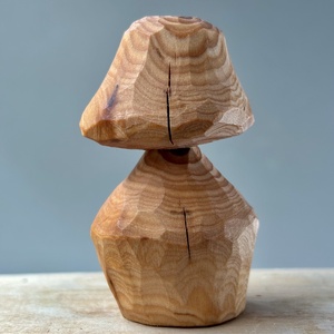 Ciupercă-căsuță din stejar  miniatură sculptată manual, decor de poveste -  - Artynos.ro