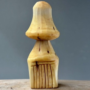 Ciupercă decorativă din lemn de pin  sculptură artizanală finisată cu ulei de in bio, , Sculptură, Prelucrarea lemnului, ARTYNOS