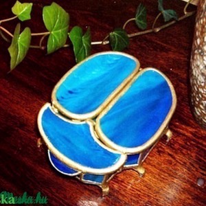 Cutie de bijuterii Scarab teal gold albastru-auriu, , , ARTYNOS