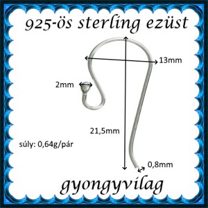  Accesorii pentru bijuterii din argint 925: bază pentru cercei cu cârlig EFK A 01-1 -  - Artynos.ro